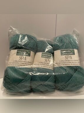 Naturally Caron Spa Yarn Lot Of 3 Bamboo Blend Stormy Blue